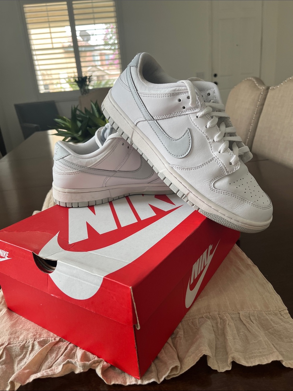 Nike White and Light Gray Low-Top Sneakers